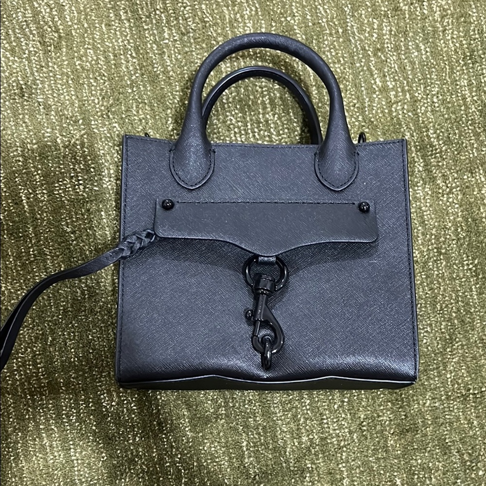 REBECCA MINKOFF Black Leather Handbag with Long Strap